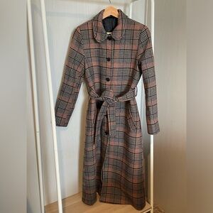 & Other Stories Brown Plaid Coat with wool fabric blend